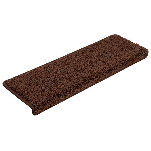 vidaXL Stair Mats 15 pcs. 65x21x4 cm Brown Rectangular Edge