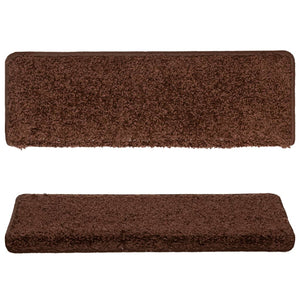 vidaXL Stair Mats 15 pcs. 65x21x4 cm Brown Rectangular Edge