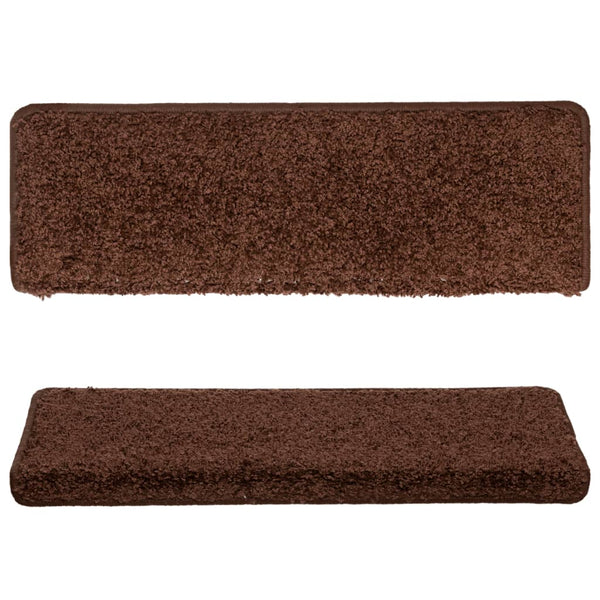 vidaXL Stair Mats 15 pcs. 65x21x4 cm Brown Rectangular Edge