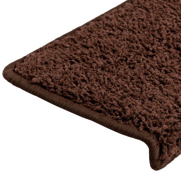 vidaXL Stair Mats 15 pcs. 65x21x4 cm Brown Rectangular Edge