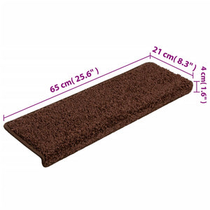vidaXL Stair Mats 15 pcs. 65x21x4 cm Brown Rectangular Edge
