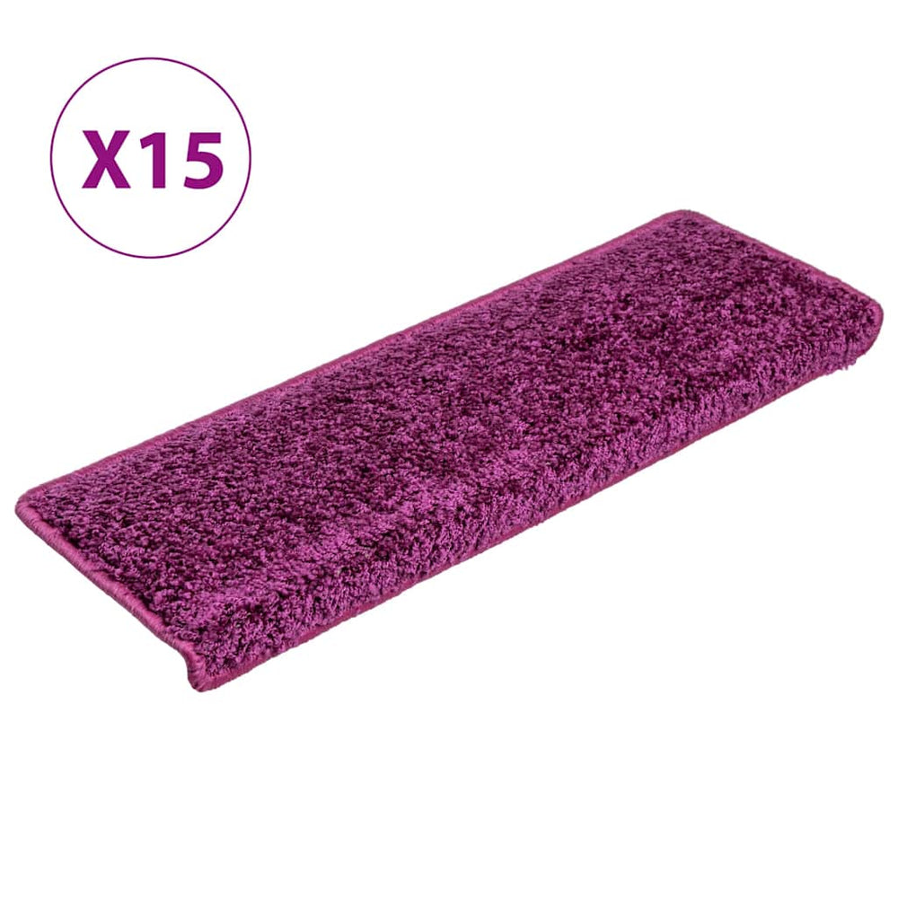 vidaXL Stair Mats 15 pcs. 65x21x4 cm Violet Rectangular Edge