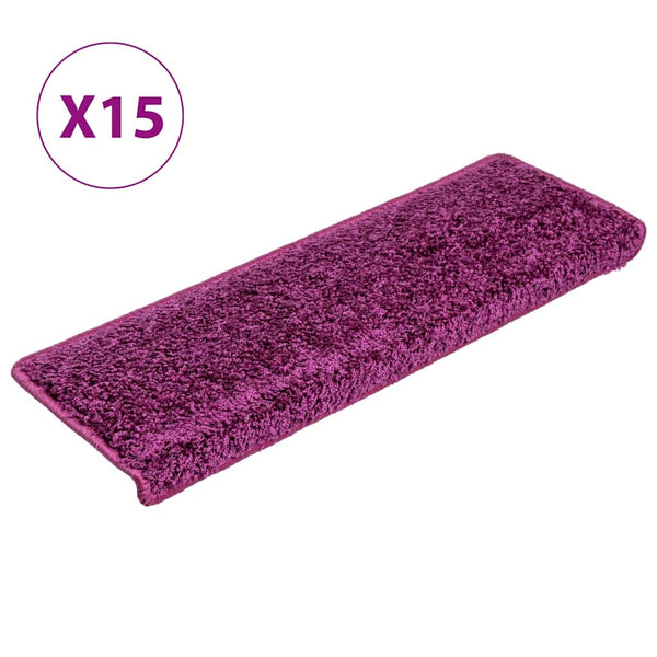 vidaXL Stair Mats 15 pcs. 65x21x4 cm Violet Rectangular Edge