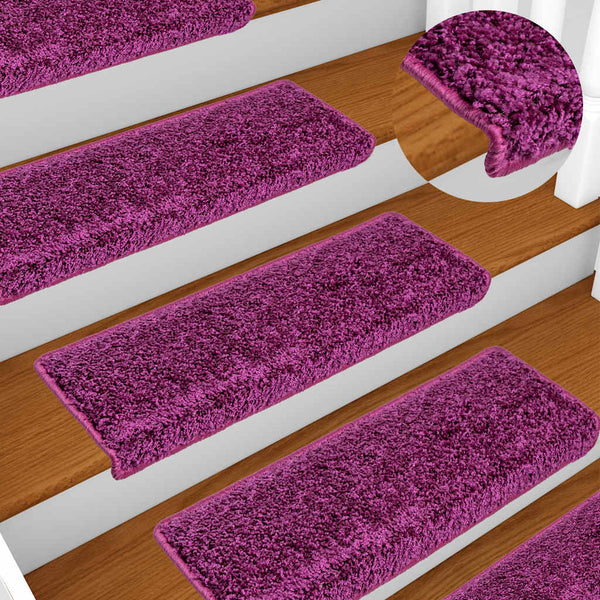 vidaXL Stair Mats 15 pcs. 65x21x4 cm Violet Rectangular Edge