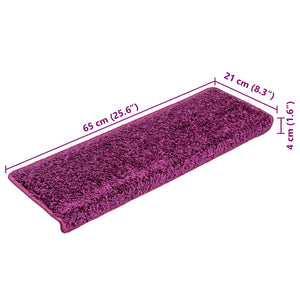 vidaXL Stair Mats 15 pcs. 65x21x4 cm Violet Rectangular Edge