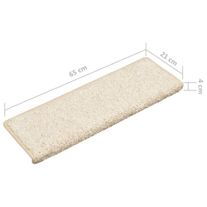 vidaXL Stair Mats 15 pcs. 65x21x4 cm White Rectangular Edge