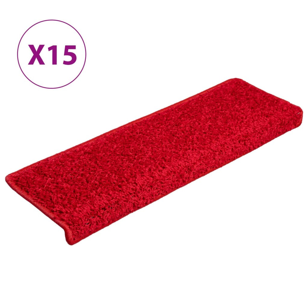 vidaXL Stair Mats 15 pcs. 65x21x4 cm Red Rectangular Edge