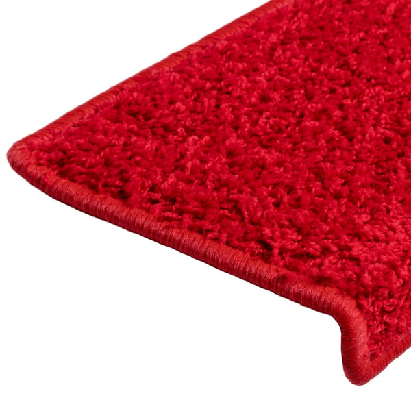 vidaXL Stair Mats 15 pcs. 65x21x4 cm Red Rectangular Edge