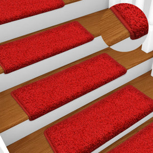 vidaXL Stair Mats 15 pcs. 65x21x4 cm Red Rectangular Edge