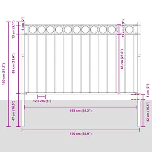 vidaXL Garden Fence ASSEN Steel 1.7 x 0.8 m Black
