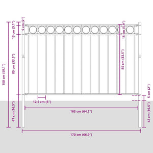 vidaXL Garden Fence ASSEN Steel 1.7 x 1 m Black
