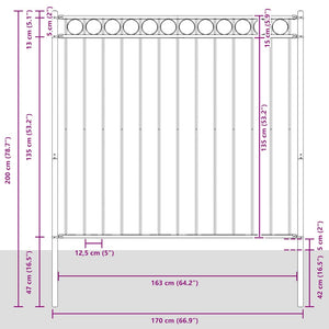 vidaXL Garden Fence ASSEN Steel 1.7 x 1.5 m Black