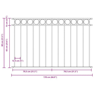 vidaXL Fence Panel ASSEN Steel 1.7 x 0.8 m Black
