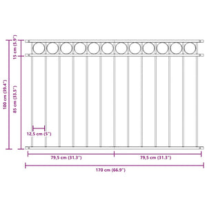 vidaXL Fence Panel ASSEN Steel 1.7 x 1 m Black
