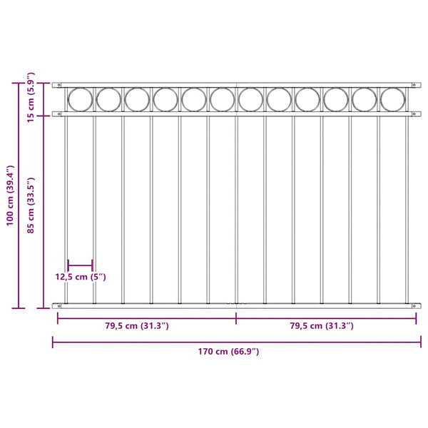 vidaXL Fence Panel ASSEN Steel 1.7 x 1 m Black