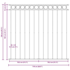 vidaXL Fence Panel ASSEN Steel 1.7 x 1.2 m Black