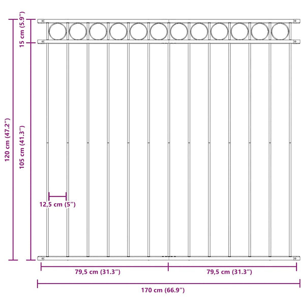 vidaXL Fence Panel ASSEN Steel 1.7 x 1.2 m Black