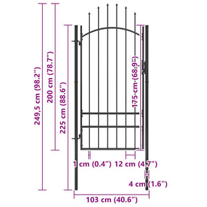 vidaXL Garden Gate Woerden Steel 1x2 m Black