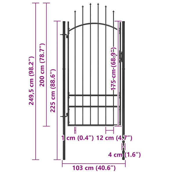vidaXL Garden Gate Woerden Steel 1x2 m Black
