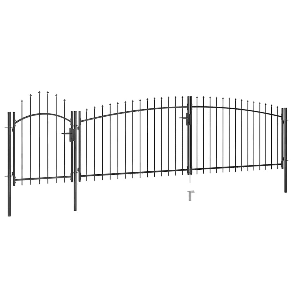 vidaXL Garden Gate Woerden with Spear Top 5 x 1.25 m Black