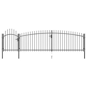 vidaXL Garden Gate Woerden with Spear Top 5 x 1.25 m Black