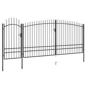 vidaXL Garden Gate Woerden with Spear Top 5 x 1.95 m Black