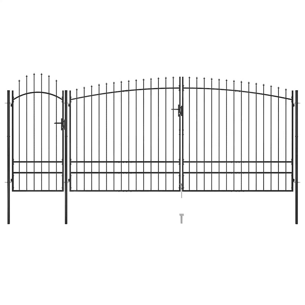vidaXL Garden Gate Woerden with Spear Top 5 x 1.95 m Black