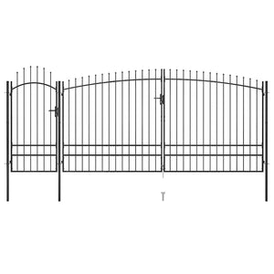 vidaXL Garden Gate Woerden with Spear Top 5 x 1.95 m Black