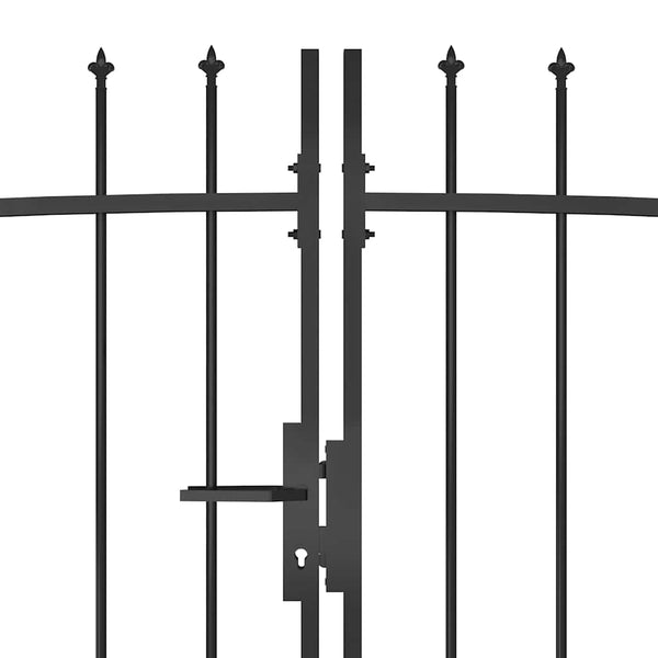 vidaXL Garden Gate Woerden with Spear Top 5 x 1.95 m Black