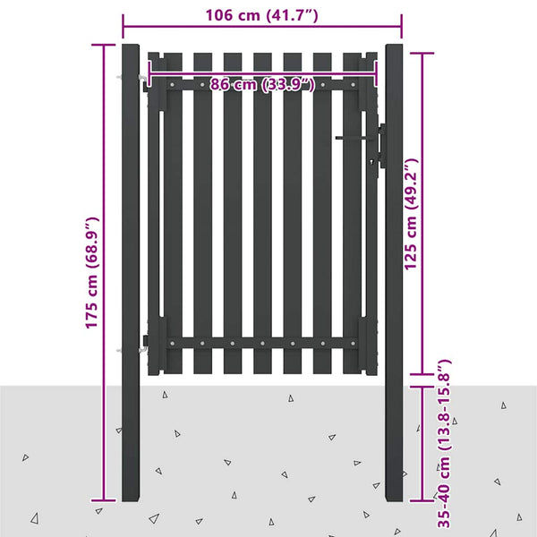 vidaXL Garden Gate Steel 100 x 125 cm Anthracite