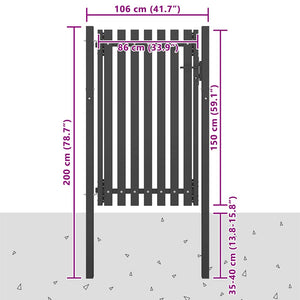 vidaXL Steel Garden Gate 100 x 150 cm Anthracite