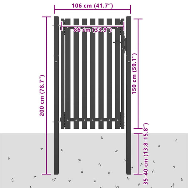 vidaXL Steel Garden Gate 100 x 150 cm Anthracite