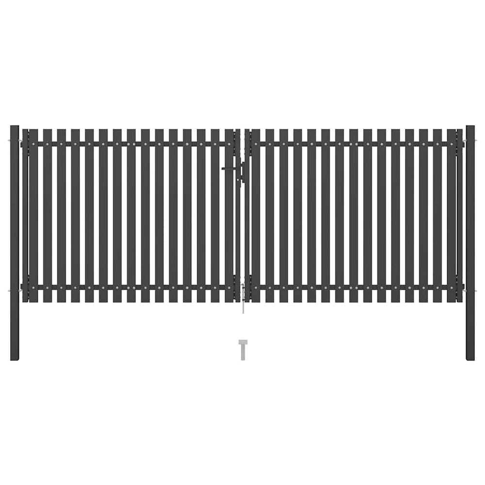 vidaXL Garden Gate Steel 400 x 125 cm Anthracite