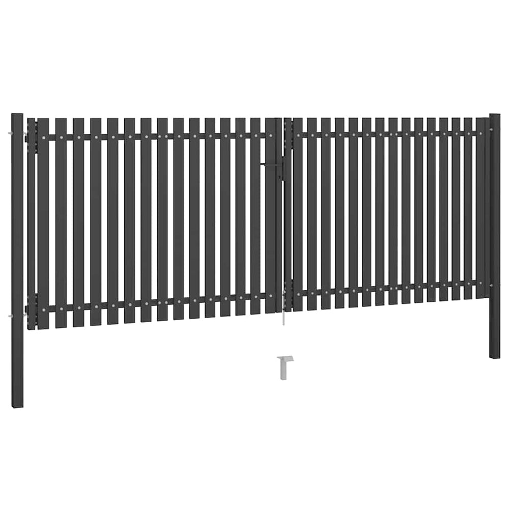vidaXL Garden Gate Steel 400 x 125 cm Anthracite