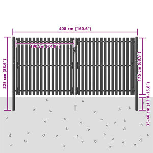 vidaXL Garden Gate Steel 400 x 175 cm Anthracite