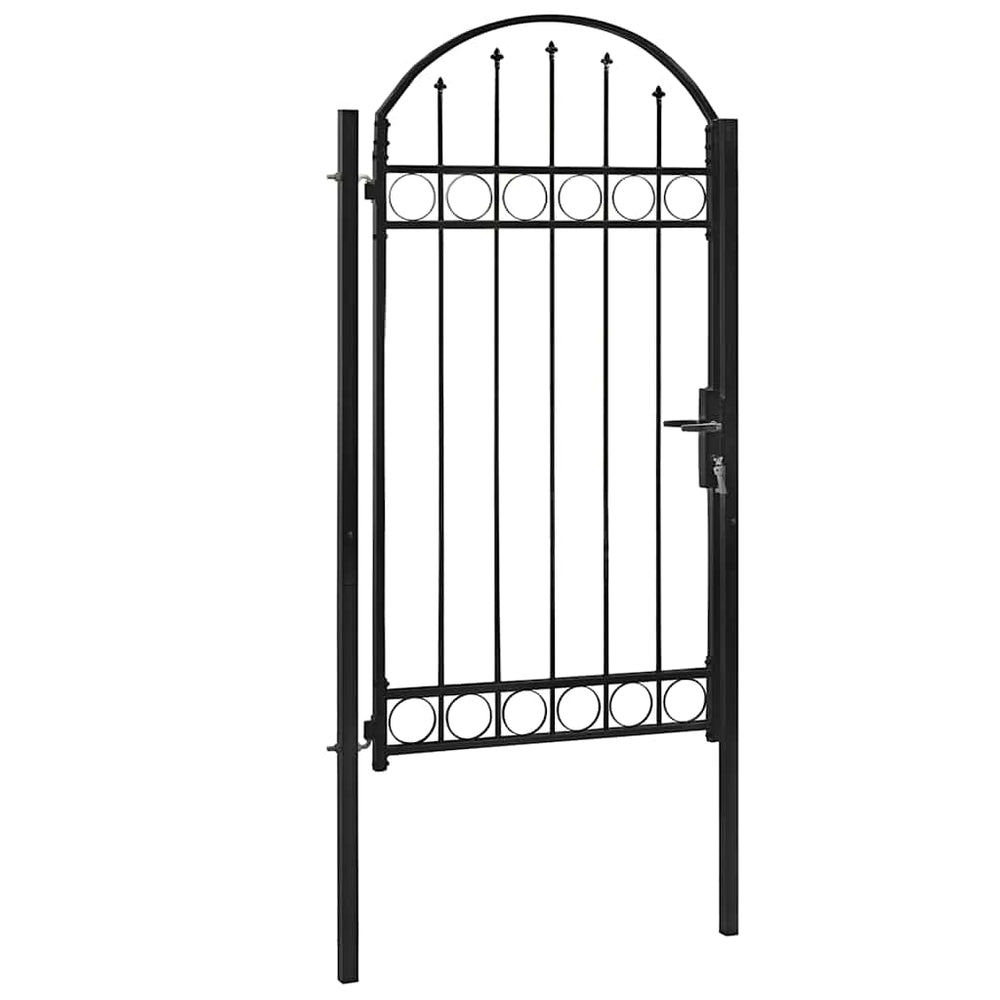 vidaXL Garden Gate ASSEN with Arch Top Steel 102 x 200 cm Black