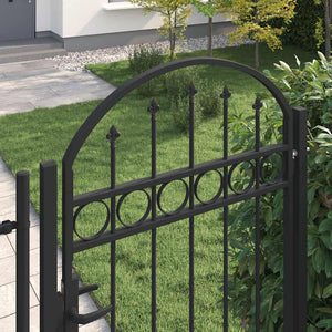 vidaXL Garden Gate ASSEN with Arch Top Steel 102 x 200 cm Black