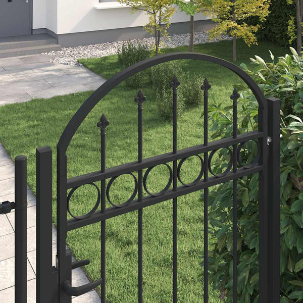 vidaXL Garden Gate ASSEN with Arch Top Steel 102 x 200 cm Black