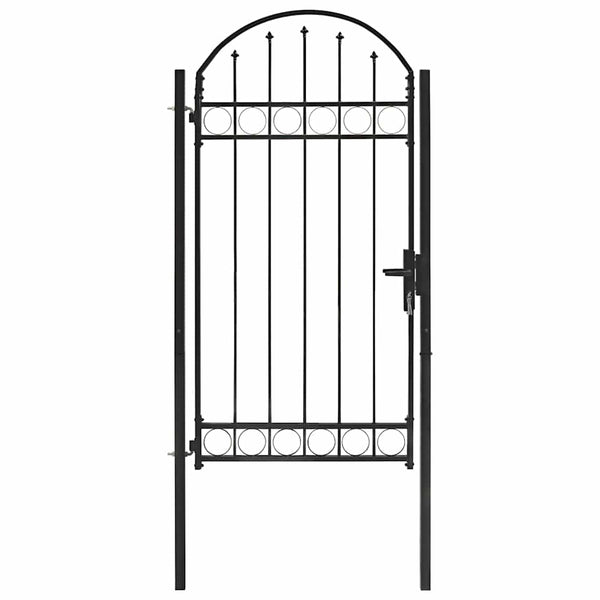 vidaXL Garden Gate ASSEN with Arch Top Steel 102 x 200 cm Black