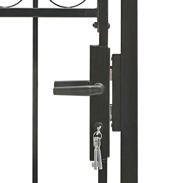 vidaXL Garden Gate ASSEN with Arch Top Steel 102 x 200 cm Black