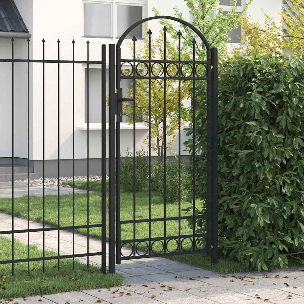 vidaXL Garden Gate ASSEN with Arch Top Steel 102 x 200 cm Black