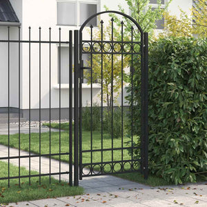 vidaXL Garden Gate ASSEN with Arch Top Steel 102 x 200 cm Black