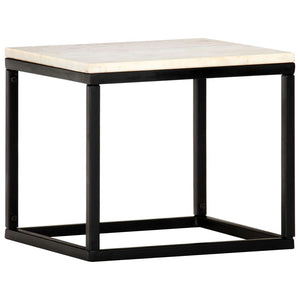 Couchtisch Weiß 40×40×35 cm Echtstein in Marmoroptik