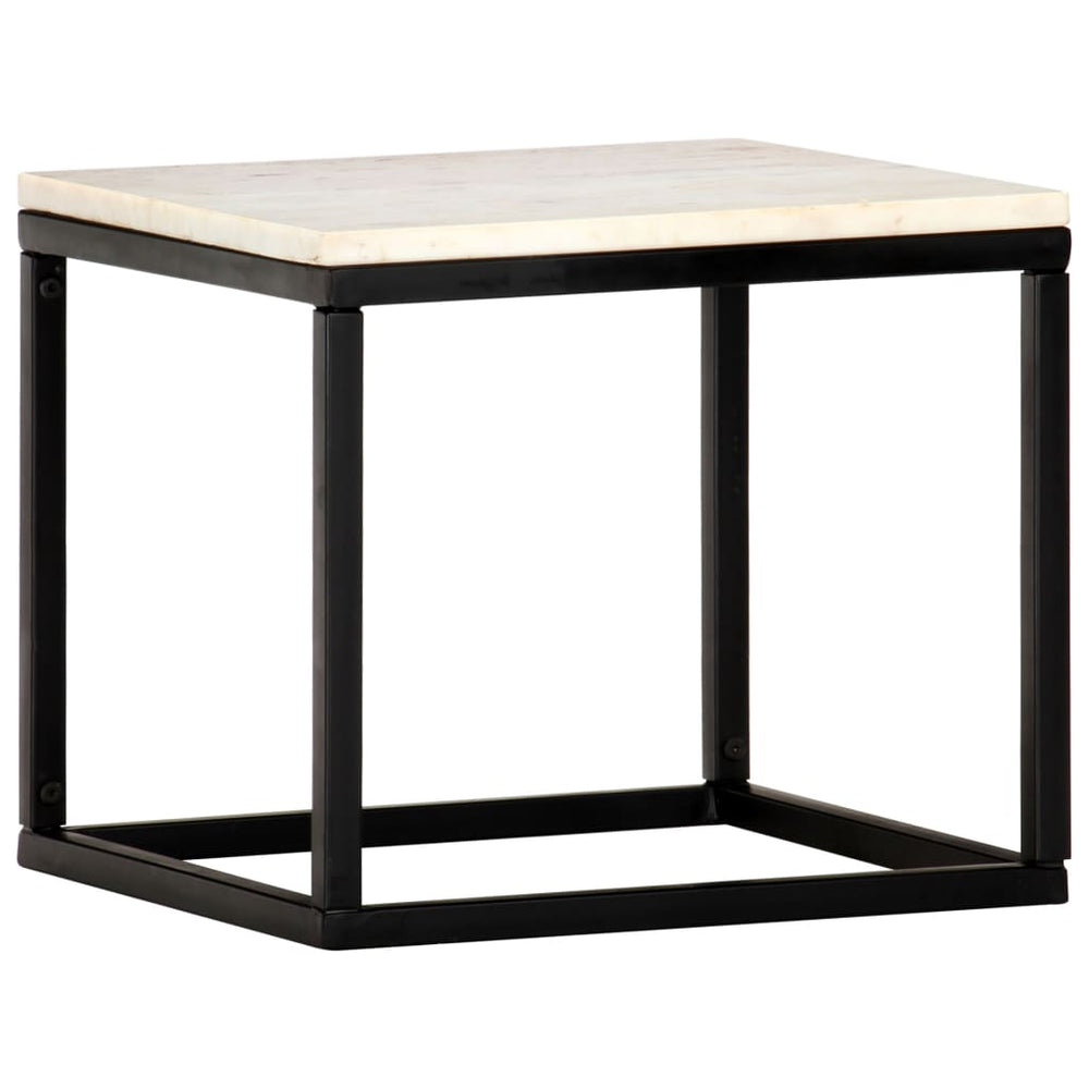 vidaXL Coffee Table White 40x40x35 cm Genuine Stone Marble Look