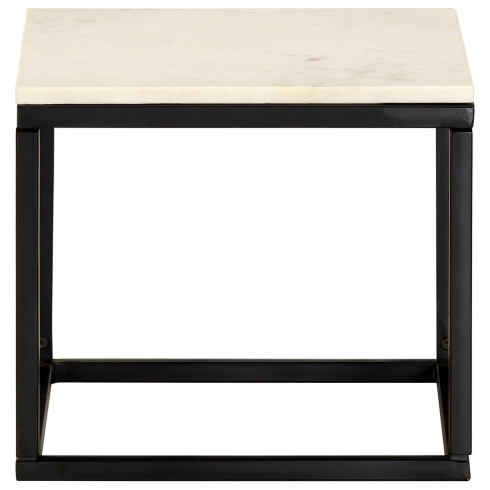 vidaXL Coffee Table White 40x40x35 cm Genuine Stone Marble Look