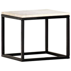 Couchtisch Weiß 40×40×35 cm Echtstein in Marmoroptik