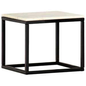 Couchtisch Weiß 40×40×35 cm Echtstein in Marmoroptik