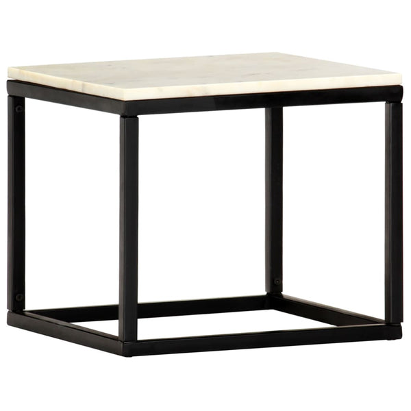 Couchtisch Weiß 40×40×35 cm Echtstein in Marmoroptik