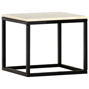 Couchtisch Weiß 40×40×35 cm Echtstein in Marmoroptik