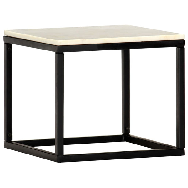 Couchtisch Weiß 40×40×35 cm Echtstein in Marmoroptik